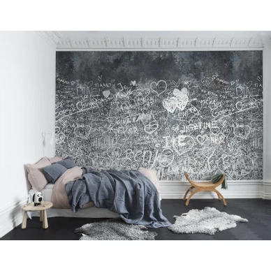 Verona harmaa valkoinen rakkaustarina teinihuoneeseen muraltapetti Rebel Wallsilta R13731 image