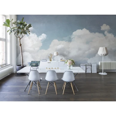 Cuddle Clouds sinivalkoinen pilvitapetti ruokailuhuoneeseen Rebel Wallsilta R14011 image
