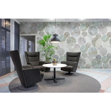 Globes Gathering harmaa monivarinen maapallotapetti kokoushuoneeseen Rebel Wallsilta R13884 image