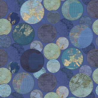 Globes Gathering sininen maapallotapetti Rebel Wallsilta R13883 image
