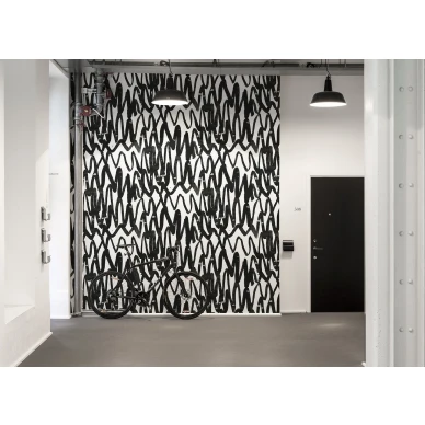 Pulse of Passion mustavalkoinen graafinen muraltapetti eteiseen Rebel Wallsilta R14091 image