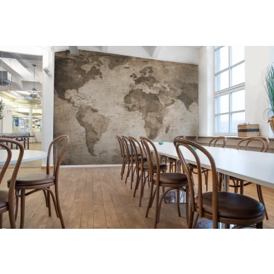 World Map ruskea maailmankartta muraltapetti kokoushuoneeseen Rebel Wallsilta R10772 image