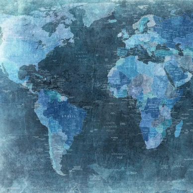 World Map sininen maailmankartta muraltapetti Rebel Wallsilta R10773 image