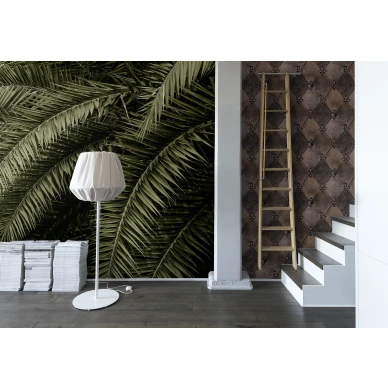 Leaf Love vihrea palmutapetti eteiseen Rebel Wallsilta R14001 image