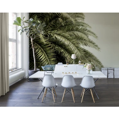 Leaf Love vihrea palmutapetti ruokailuhuoneen muraltapetti Rebel Wallsilta R14001 image