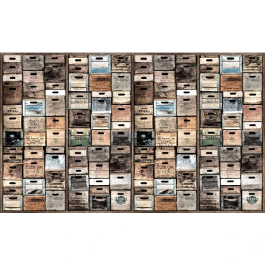 Industriel Urban Farm LA harmaaruskea puulaatikko muraltapetti levea kuvio Rebel Wallsilta R12902 image