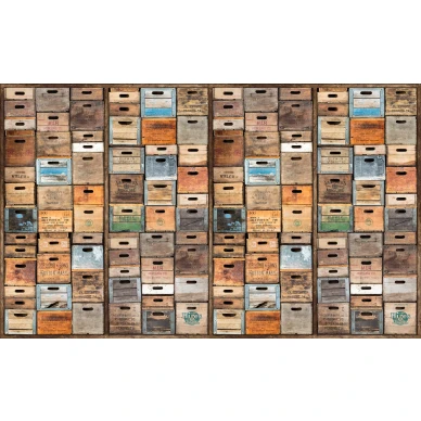 Industriel Urban Farm LA ruskea puulaatikko muraltapetti levea kuvio Rebel Wallsilta R12901 image