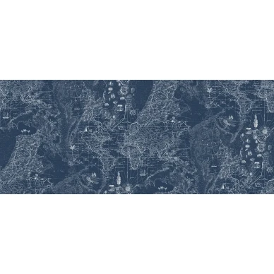 Treasure Hunt sininen maailmankartta tutkimusretkelle muraltapetti Rebel Wallsilta levea kuvio R13862 image