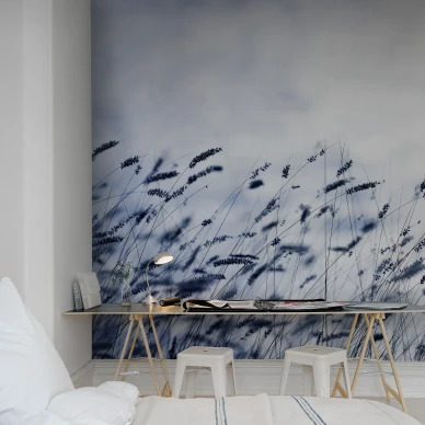 Scandinavian Light sininen ruohotapetti tyohuoneeseen Rebel Wallsilta R12971 image