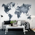 Dusky World harmaa maailmankartta olohuoneen muraltapetti Rebel Wallsilta R13432