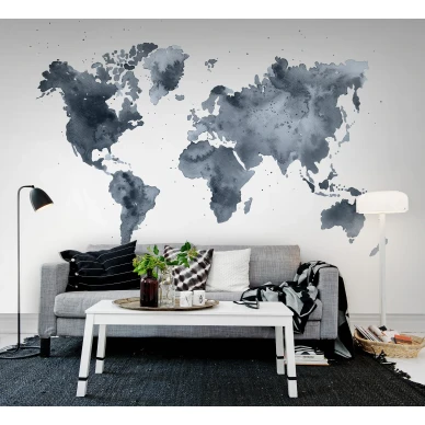 Dusky World harmaa maailmankartta olohuoneen muraltapetti Rebel Wallsilta R13432 image