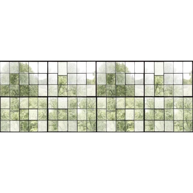 Factory Window vihrea ikkunatapetti Rebel Wallsilta R14381 koko kuvio image