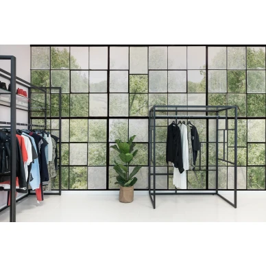 Factory Window vihrea ikkunatapetti eteisen muraltapetti Rebel Wallsilta R14381 image