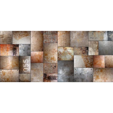 Steel ruskea ruudullinen rautatapetti Rebel Wallsilta R12671 koko kuvio image