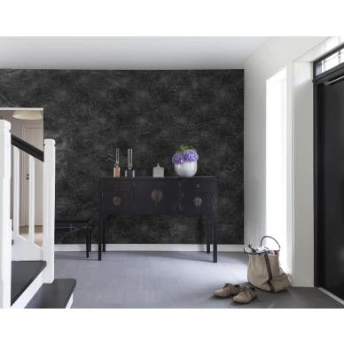 Elevation Lines musta graafinen tapetti eteiseen Rebel Wallsilta R14072 image