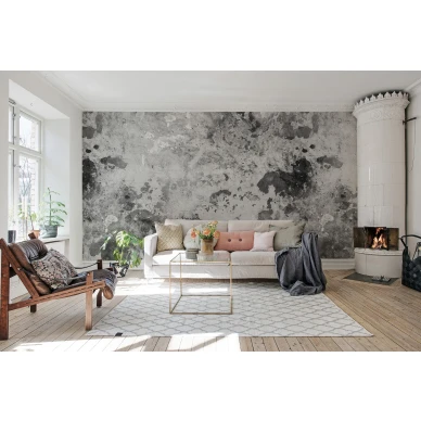 Fragments harmaa musta kuvioitu muraltapetti olohuoneeseen Rebel Wallsilta R15472 image