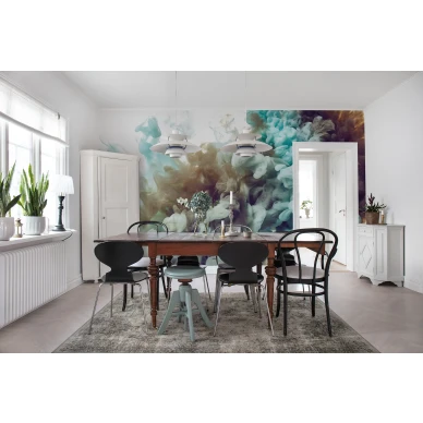 Frozen Moments turkoosi abstrakti valokuvatapetti ruokailuhuoneeseen Rebel Wallsilta R15451 image