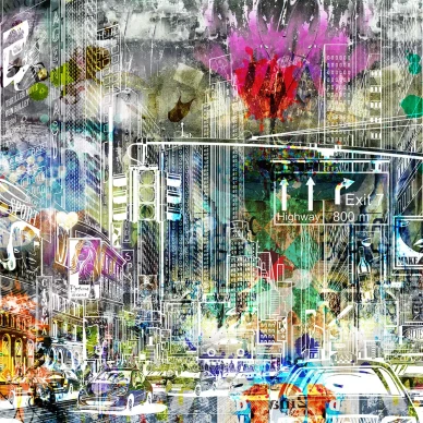 Cartoon City varikas piirretty graffiti kaupunkitapetti Rebel Wallsilta R10623 image