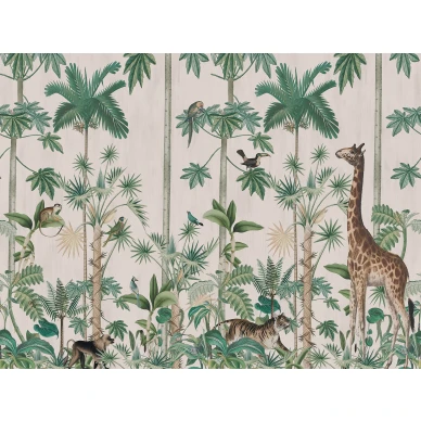 Giraffes Stroll roosa vihrea elaintapetti Rebel Wallsilta R16795 koko kuvio image
