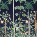 Giraffes Stroll sininen viidakkotapetti koko kuvio Rebel Wallsilta R16792