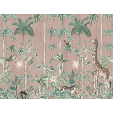 Giraffes stroll roosa kirahvitapetti Rebel Wallsilta R16796 koko kuvio image
