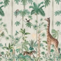 Giraffes stroll vaalea viidakkotapetti elaimilla Rebel Wallsilta R16791