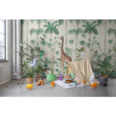 Giraffes stroll vaalea viidakkotapetti lastenhuoneeseen Rebel Wallsilta R16791 image