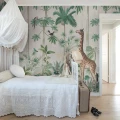 Giraffes stroll vaalea viidakkotapetti makuuhuoneeseen Rebel Wallsilta R16791