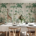Giraffes stroll vaalea viidakkotapetti ruokailuhuoneen muraltapetti Rebel Wallsilta R16791