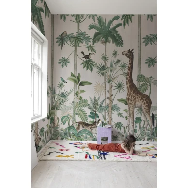 Lastenhuoneen mielikuvituksellinen elaintapetti Rebel Wallsilta Giraffes Stroll R16795 image