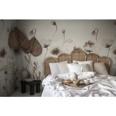 Morangen romanttinen ruskea kukkatapetti makuuhuoneeseen Sandbergilta S10107 image