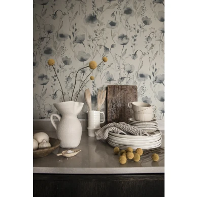 Lo romanttinen sininen kukkatapetti keittioon Sandbergilta S10101 image