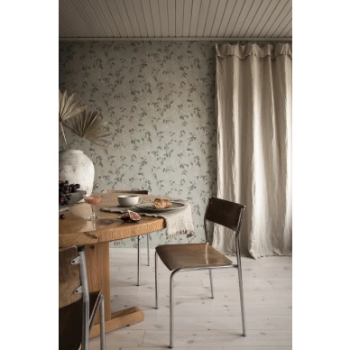 Irene oliivinvihrea kukkatapetti ruokailuhuoneeseen Sandbergilta S10112 image