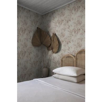 Jon punainen lehtitapetti makuuhuoneeseen Sandbergilta S10114 image