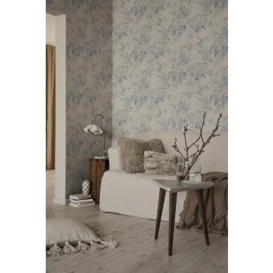 Jon sininen bambu lehtitapetti olohuoneeseen Sandbergilta S10115 image