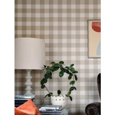 Picnic beige ruudullinen tapetti olohuoneeseen Langelid von Bromssenilta 20 32 image