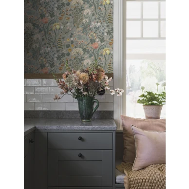 Blomsterhav kaunis harmaa kukkatapetti Borastapeterilta 2054 image