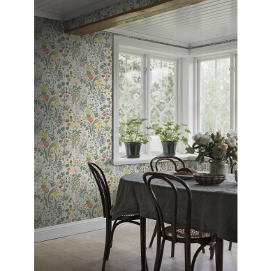 Blomsterhav monivarinen kukkatapetti ruokailuhuoneeseen Borastapeterilta 2053 image