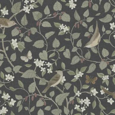 Sangfaglar musta lintutapetti Borastapeterilta 2057 image