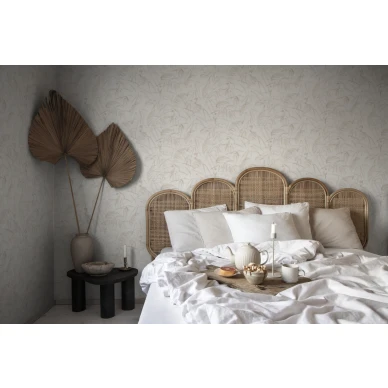 Anna vaalea beige kaislatapetti makuuhuoneeseen Sandbergilta S10109 image