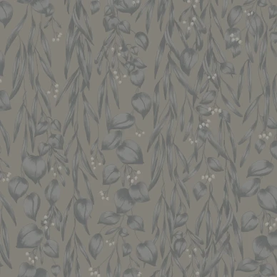 Sara harmaasininen lehtitapetti Sandbergilta S10118 image