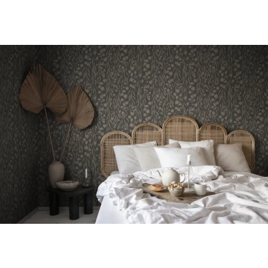 Sara sininen lehtitapetti makuuhuoneeseen Sandbergilta S10117 image