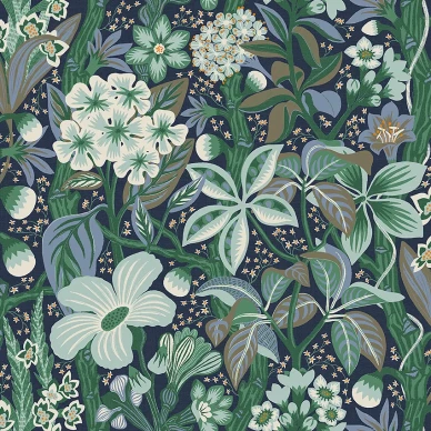 Friviva sininen vihrea kukkatapetti Borastapeterilta 2081 image