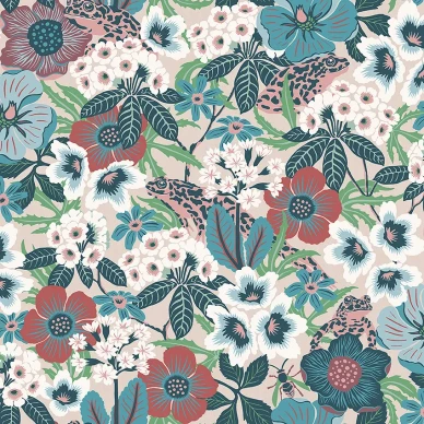 Kvackstepp sininen monivarinen kukkatapetti Borastapeterilta 2087 image