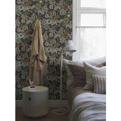 Kvackstepp vihrea kukkatapetti makuuhuoneeseen Borastapterilta 2088 image