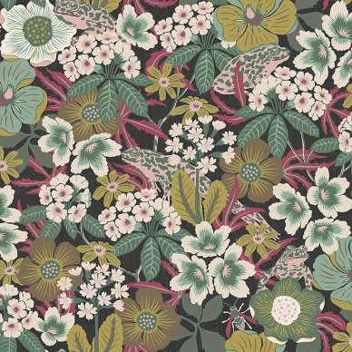 Kvackstepp vihrea monivarinen kukkatapetti Borastapterilta 2088 image