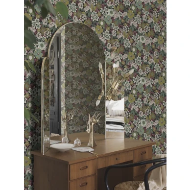 Kvackstepp vihrea tiheakuvioinen kukkatapetti Borastapterilta 2088 image