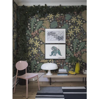 Zingkorre tumma isokuvioinen lehtitapetti Borastapeterilta 2094 image