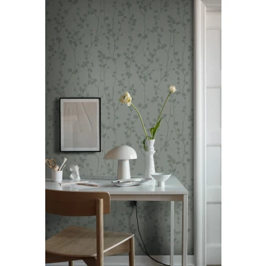 Vihrea tapetti Disa oksa ja lehtikuvio 7427 image