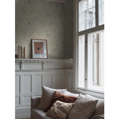 Beige tapetti Hidden Ivy lehtikuviolla olohuoneeseen Borastapeterilta 2252 image